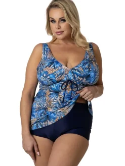 Komplet Tankini Flora P-3K (35) granatowo-niebieski