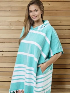 Poncho Hammam z kapturem do sauny S-0063 (3) zielone
