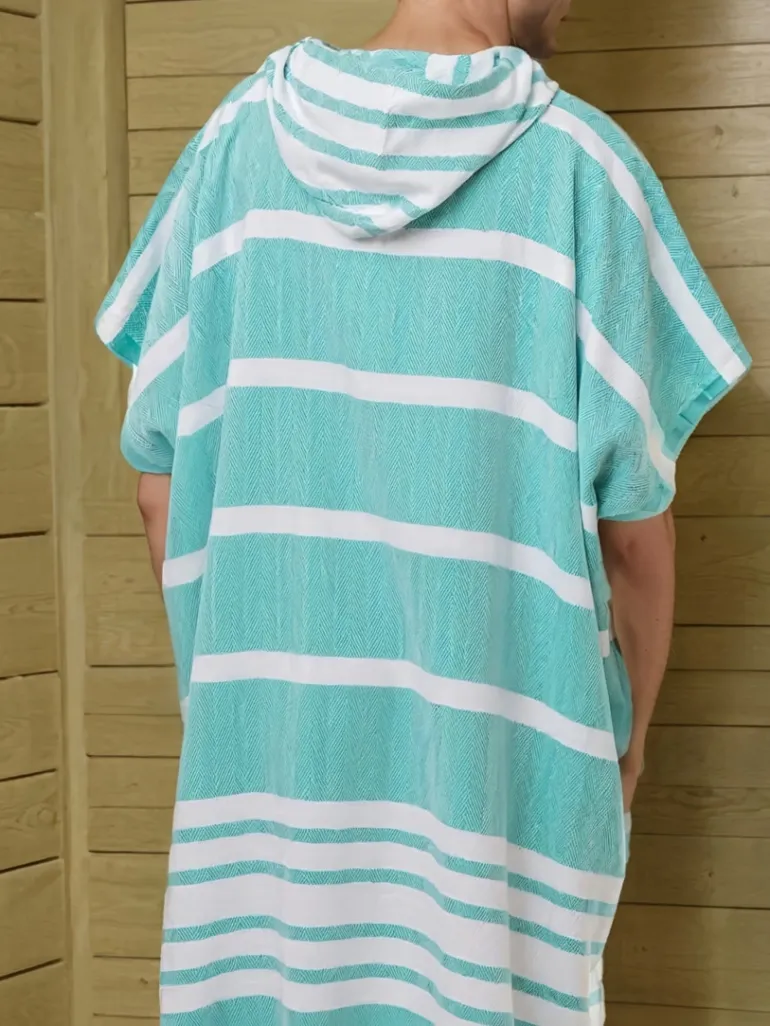 Poncho Hammam z kapturem do sauny S-0063 (3) zielone