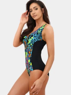 Strój kąpielowy Ingrid D-20/3319 (AJ) czarno-wielokolorowy mozaika (modelujący)